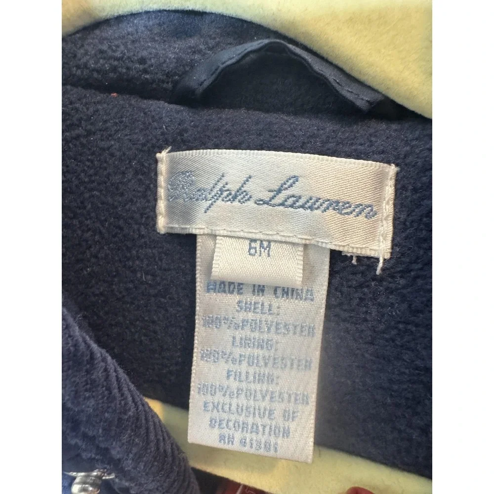 Ralph Lauren Snowsuit Baby Boys 3-6 Months Blue Quilted Hooded Footed Bunting